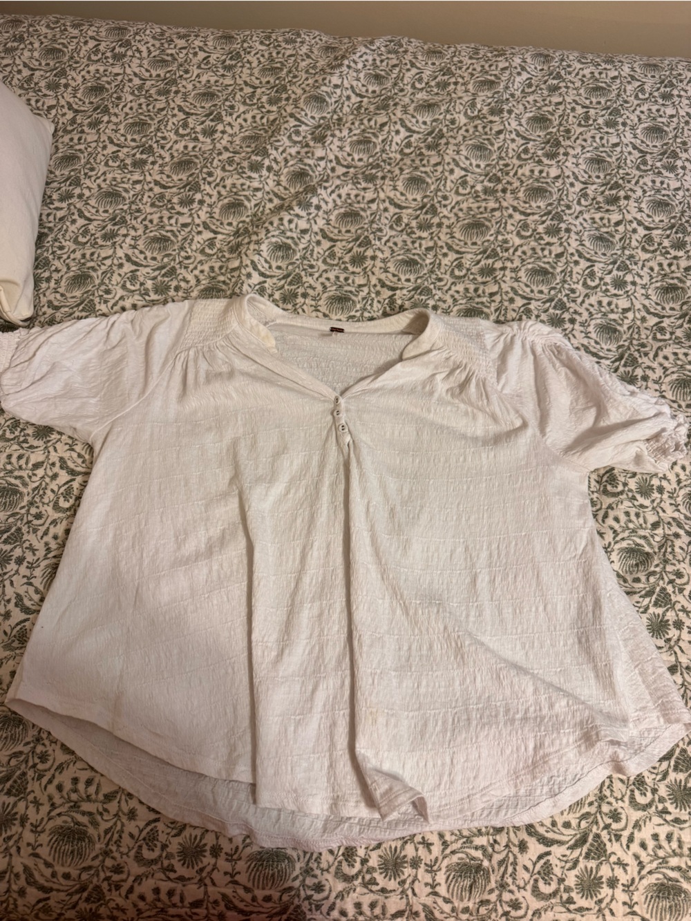 Free People White Button-Front Textured Top